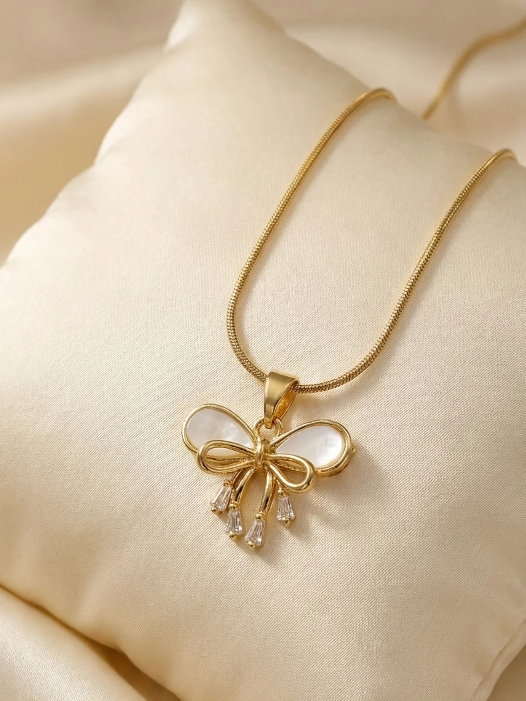 Radiant Gold-Tone Butterfly Pendant