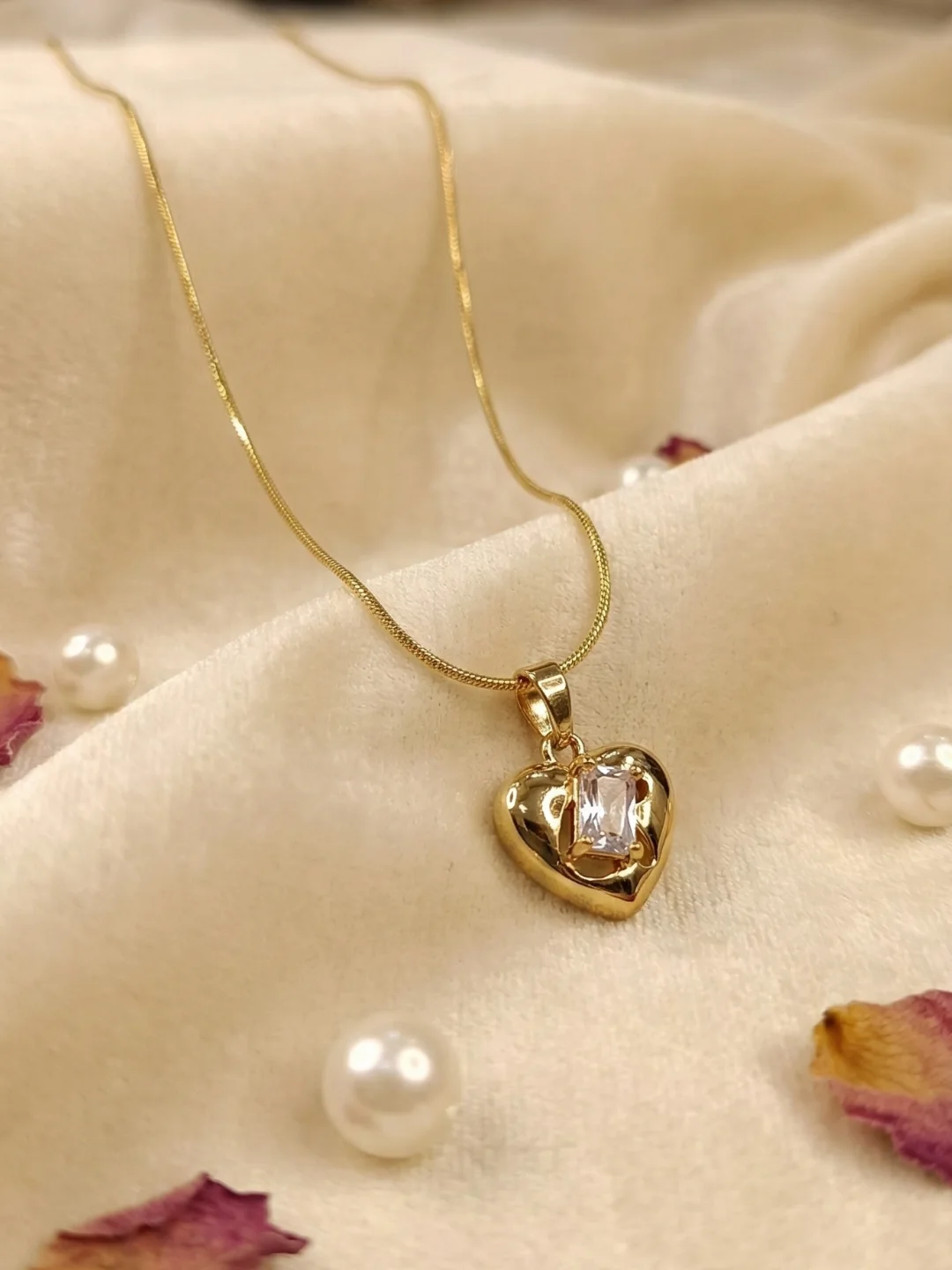 Gold-Plated Heart-Shaped Pendant Necklace