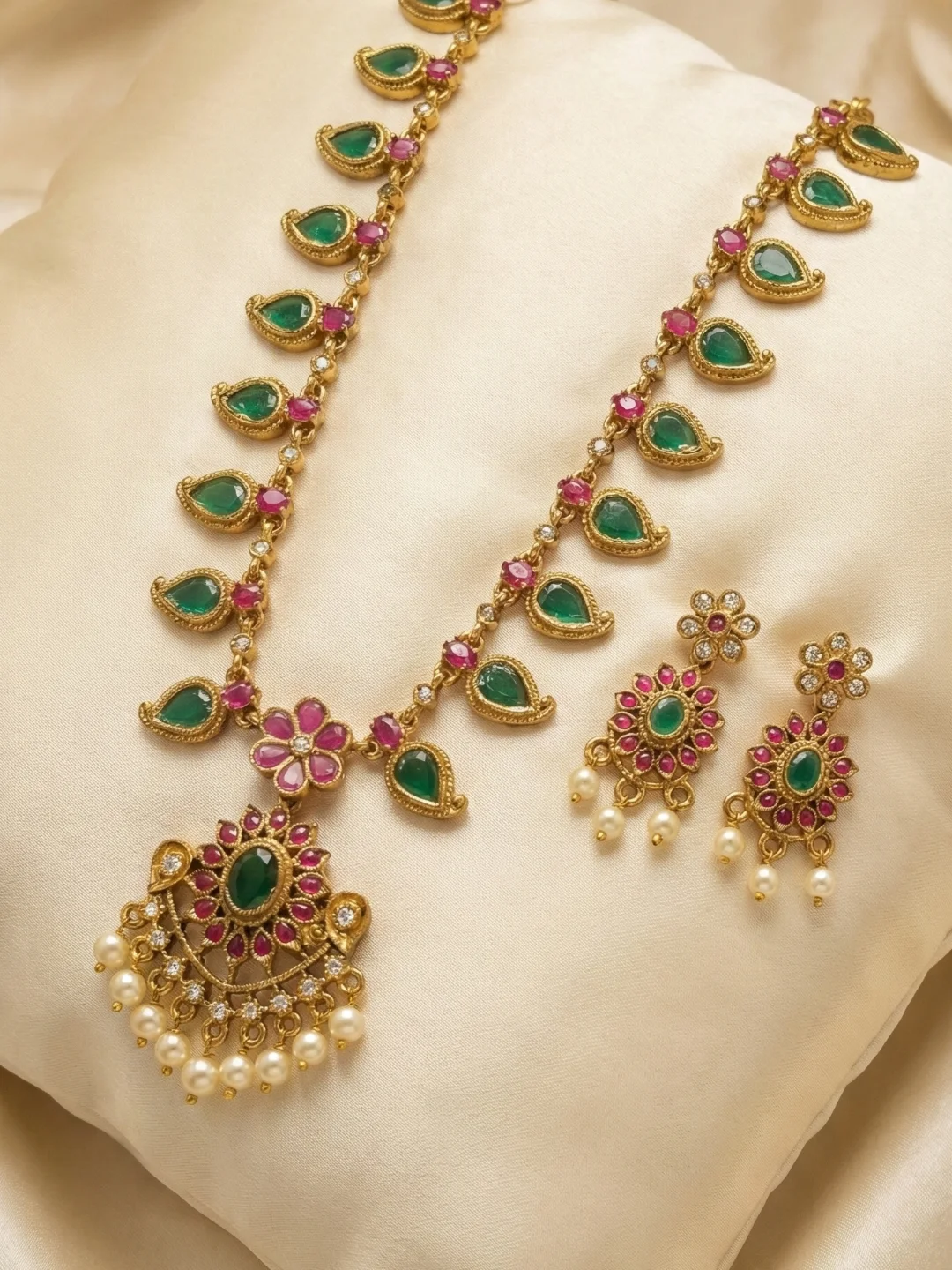 Gold-Plated Traditional Kerala Palakka Haram Set