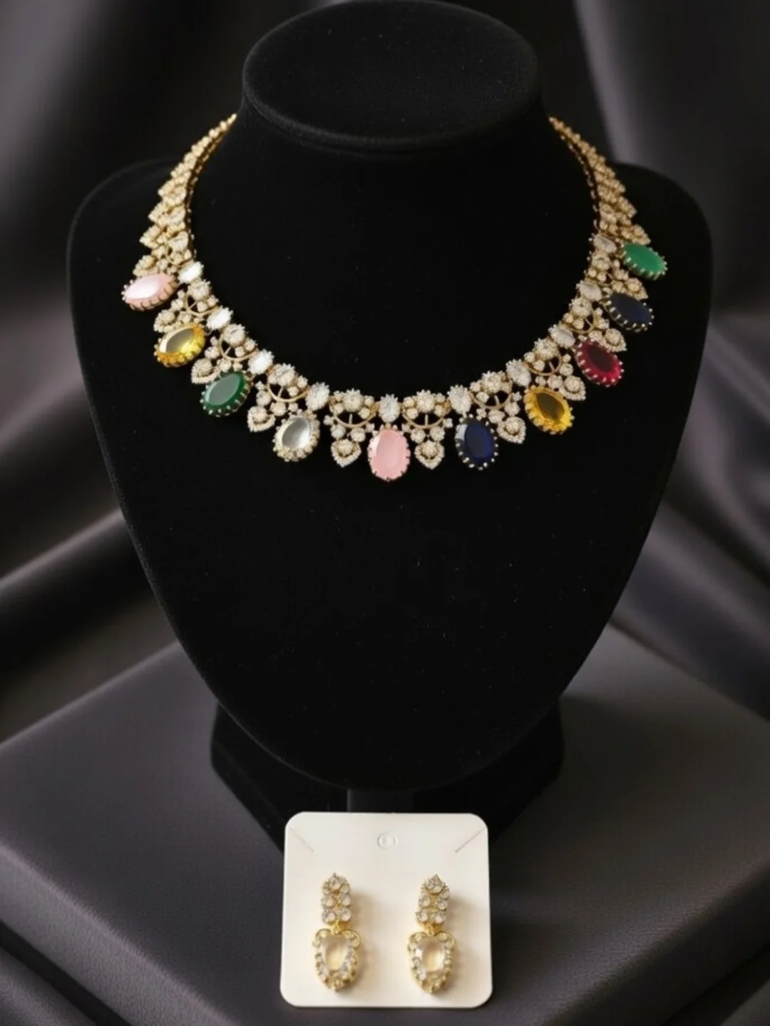 Multicolour Gemstone Necklace & Earring Set